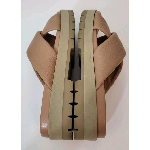 VIONIC Vesta Platform Sandals Womens 11 Tan Leather Lug Slide Thick Chunky - Picture 8 of 9